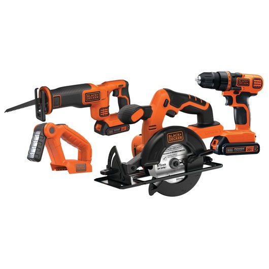 Lithium ion 4 tool combo kit drill / driver circular saw reciprocating saw and work light.