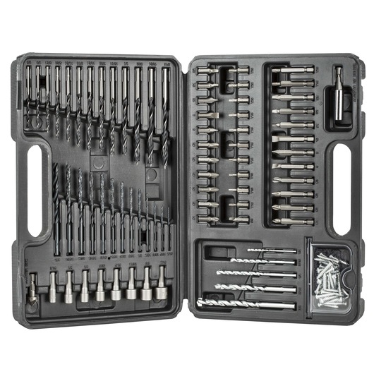 Front profile of black and decker screwdriver bit set or drill bit set 109 piece.