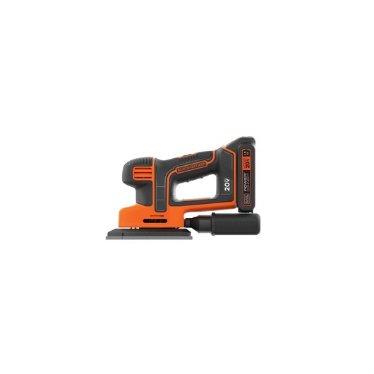 Profile of 20 volt mouse cordless sander.