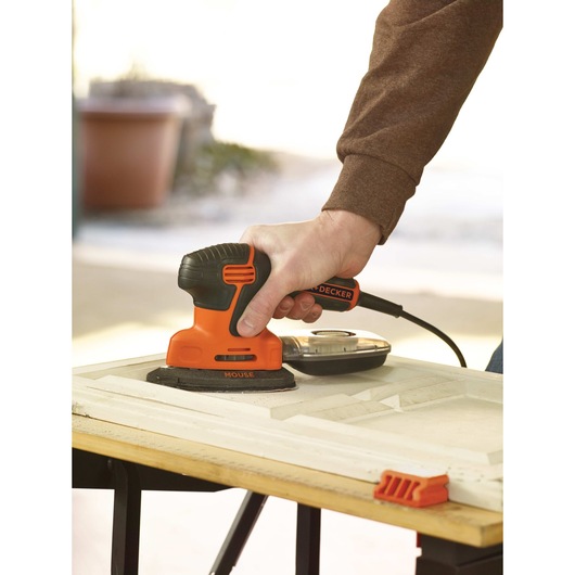 3 position grip feature of MOUSE Detail Sander.