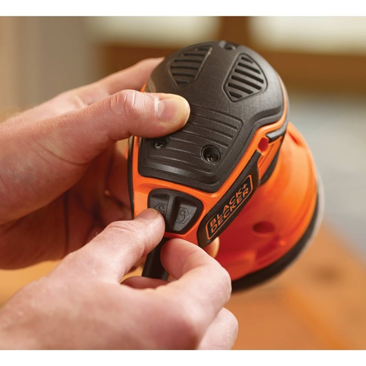 5 inch Random Orbital Sander with lock button feature.