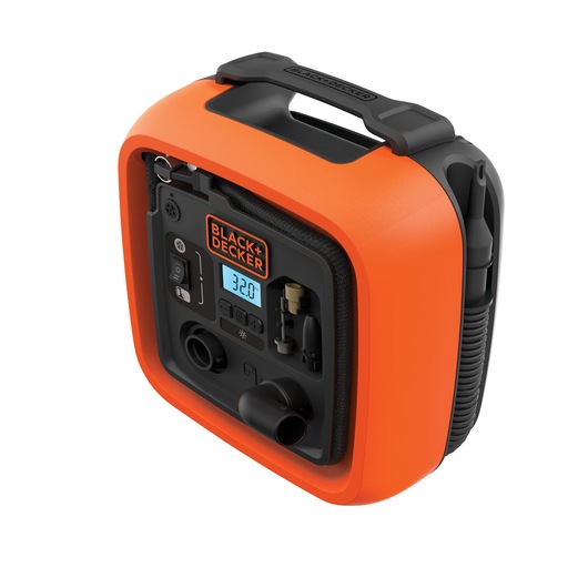 Profile of 12 volt D C multi purpose inflator.
