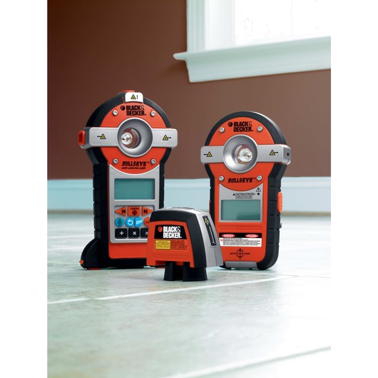 Bullseye auto leveling laser with stud sensor with other tools.