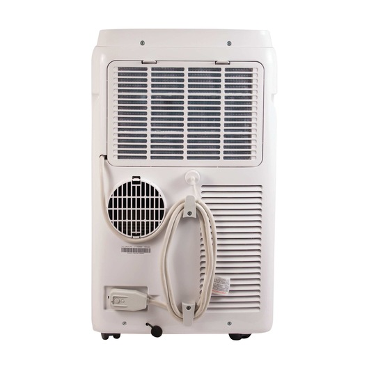 Back profile of Black + Decker portable air conditioner with remote control.