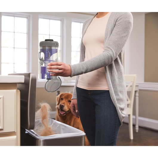 Removable container for easy clean up feature of a power series extreme pet cordless stick vacuum cleaner.
