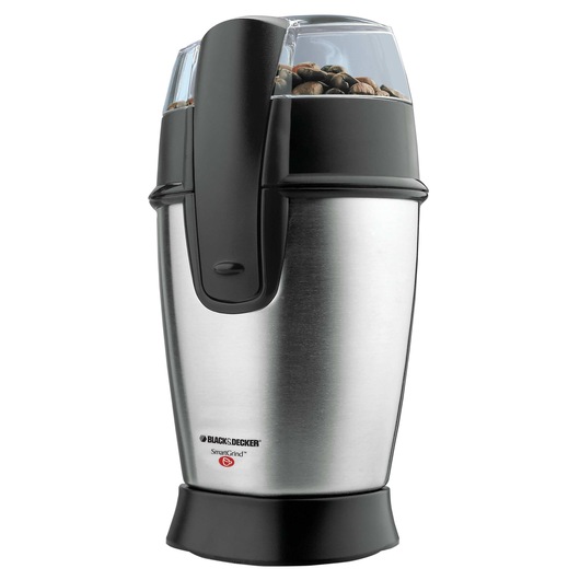 Stainless steel coffee grinder.