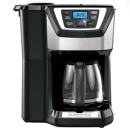 Mill and brew coffeemaker with grinder.