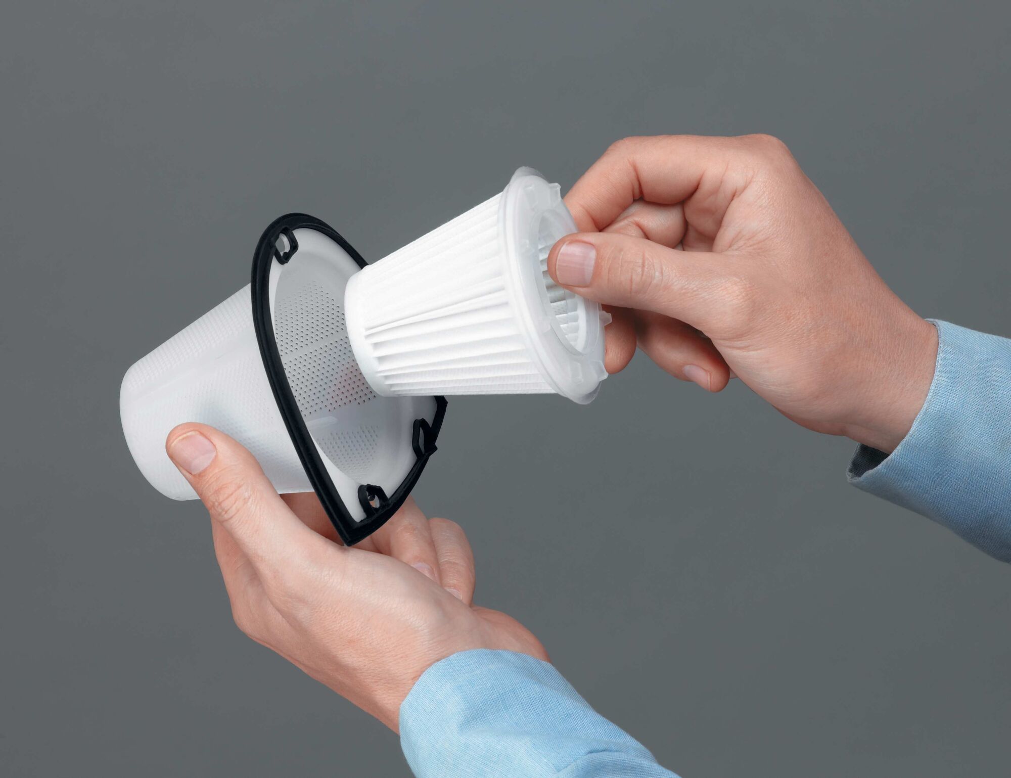 Replacement feature of dustbuster hand vacuum replacement filter.