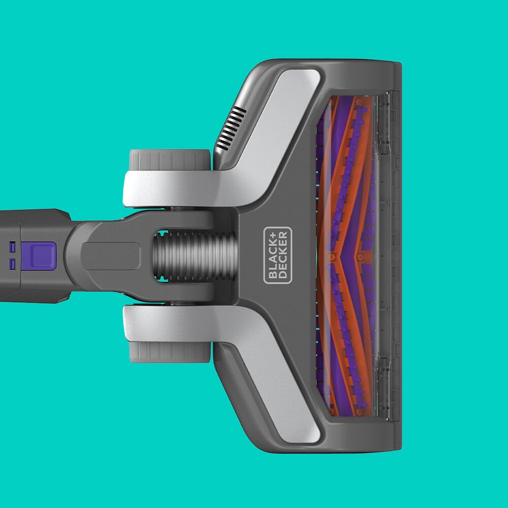 BLACK+DECKER Close-up View of a Stick Vacuum on a blue background