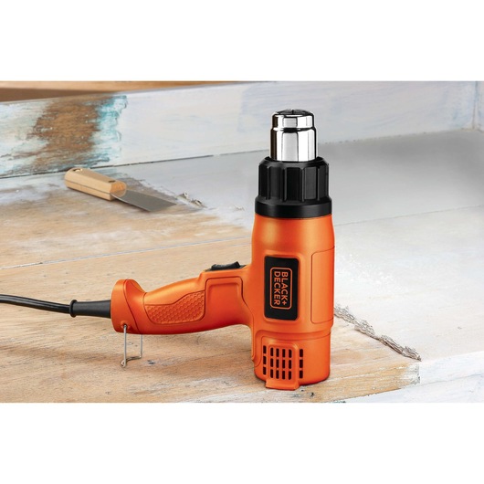 Dual temperature heat gun at a construction site.