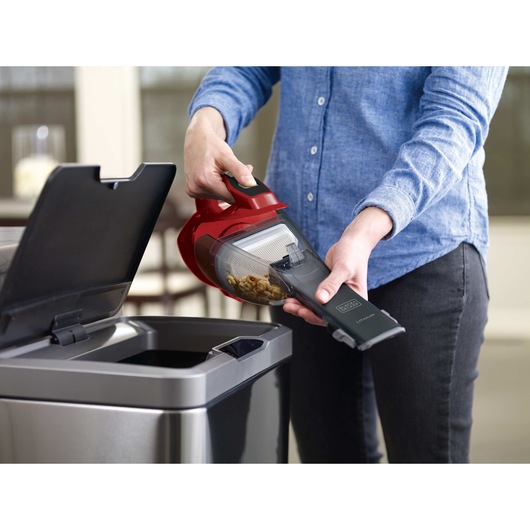 Dustbuster Advanced Clean Cordless Hand Vacuum with Clear Bagless Dirt Bowl feature.