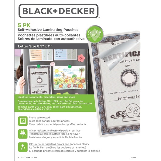 QuickShield™ Self-Adhesive Laminating Pouches, Letter
